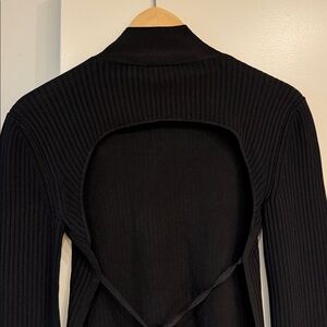 NEW Anna October Open Back Mock Neck Top in Black, size L